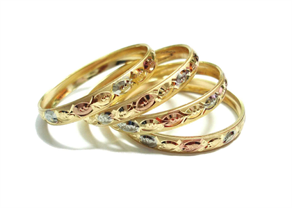 3 Tone Plated | Diamond Cut Bangles